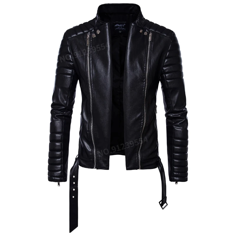 European size motorcycle leather jacket fashion motorcycle leather jacket men's jacket B012 motorcycle jacket black men jacket