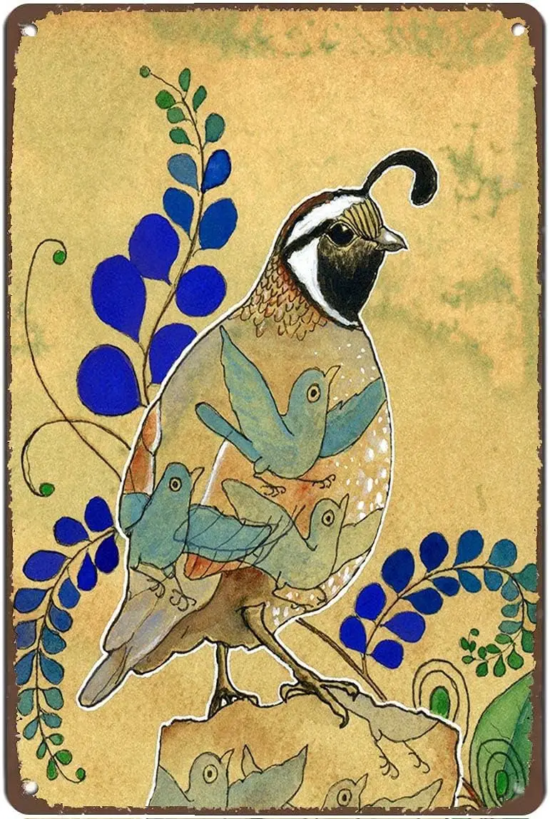 

Graman Quail & Flying Birds Metal Tin Retro Sign Country Home Decor for Home, Living Room, Kitchen,Bathroom Decoration