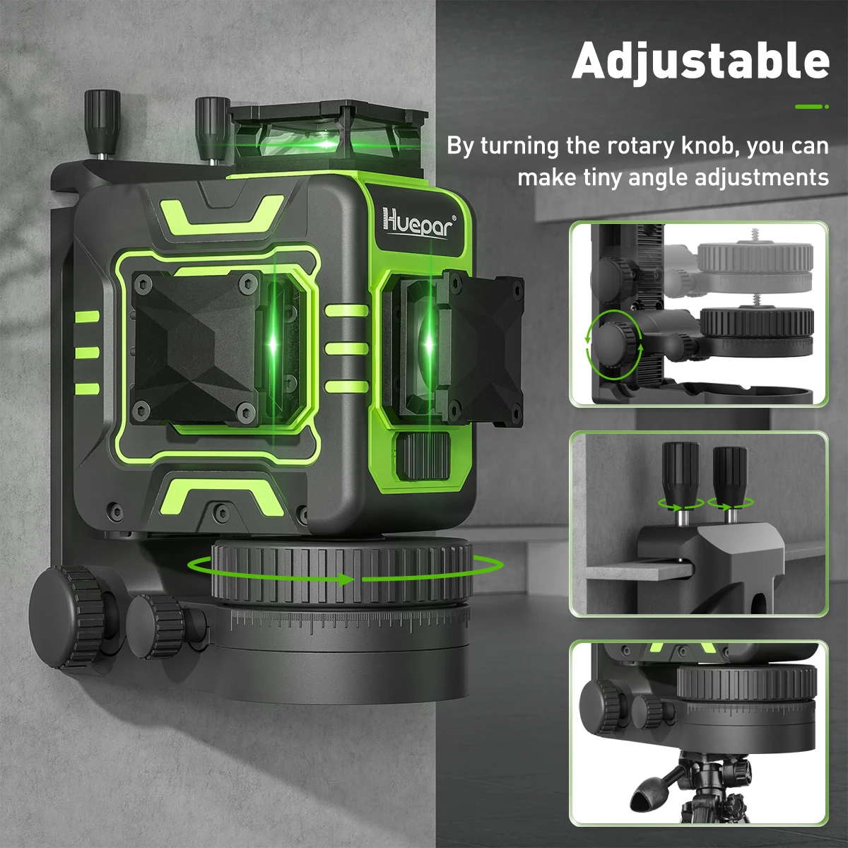 Huepar R03CG 12-линейный лазерный уровень самовыравнивающийся поперечный зеленый