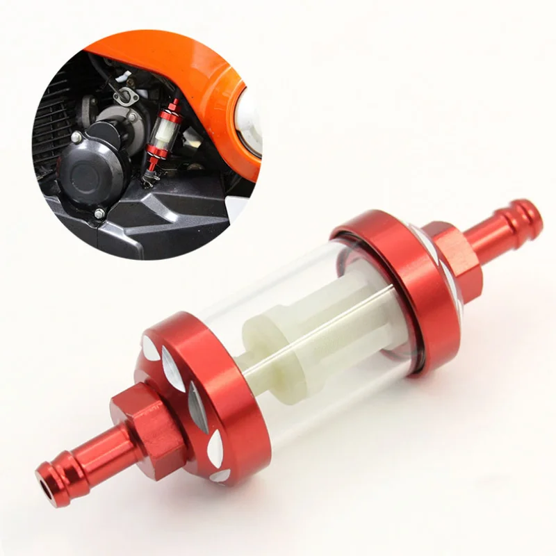 

Motorcycle 8mm Aluminum Alloy Glass Motorcycle Gas Fuel Gasoline Oil Filter Moto Accessories for ATV Dirt Pit Bike Motocross