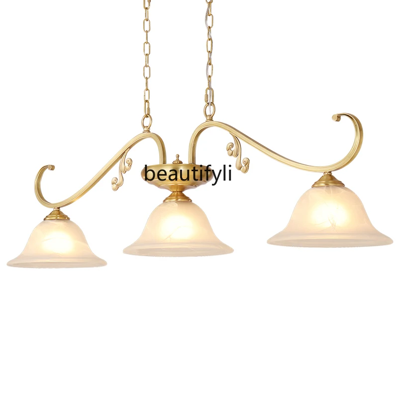 

LBX American Restaurant Chandelier Copper Bar Lamp Modern Simple Long Table Lamp Light Luxury Tea Room