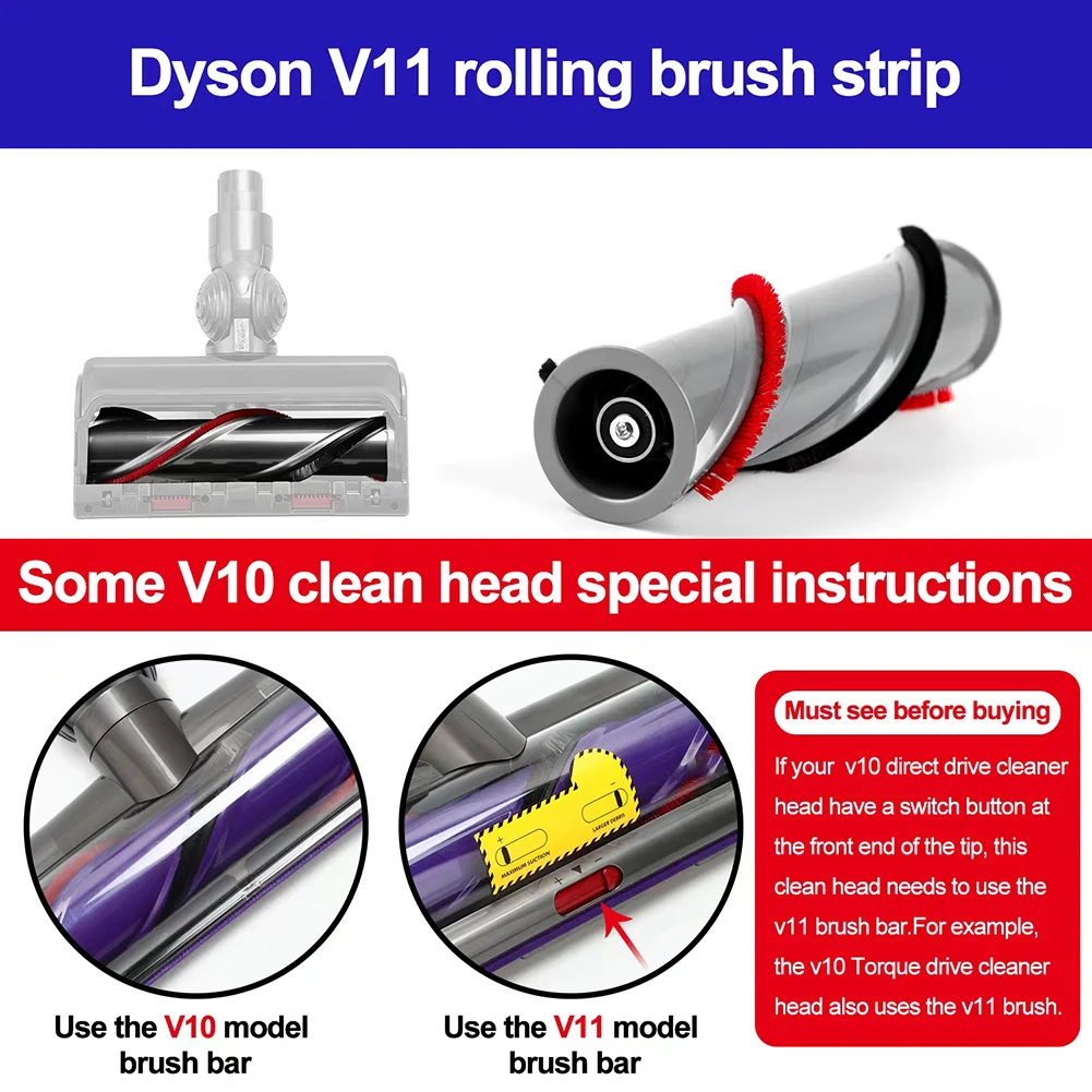 

2pcs Plush Strips For Dyson V11 - V15 Vacuum Cleaner Parts Rolling Brush Strips And Screwdriver Sweeper Attachment Plush Strips