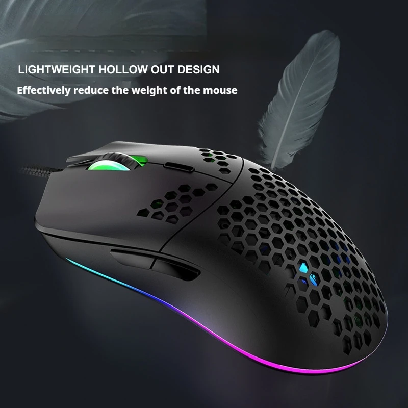Проводная мышь Silver Fox Xyh90 6-скоростная Dpi легкая эргономичная RGB светящаяся для