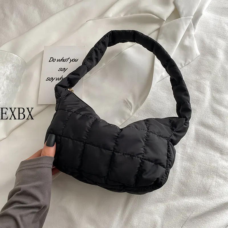 

Fashion Soft Women's Shoulder Bag Folds Rhombus Embroidery Thread Underarm Bag Ladies Small Tote Bags Handbags