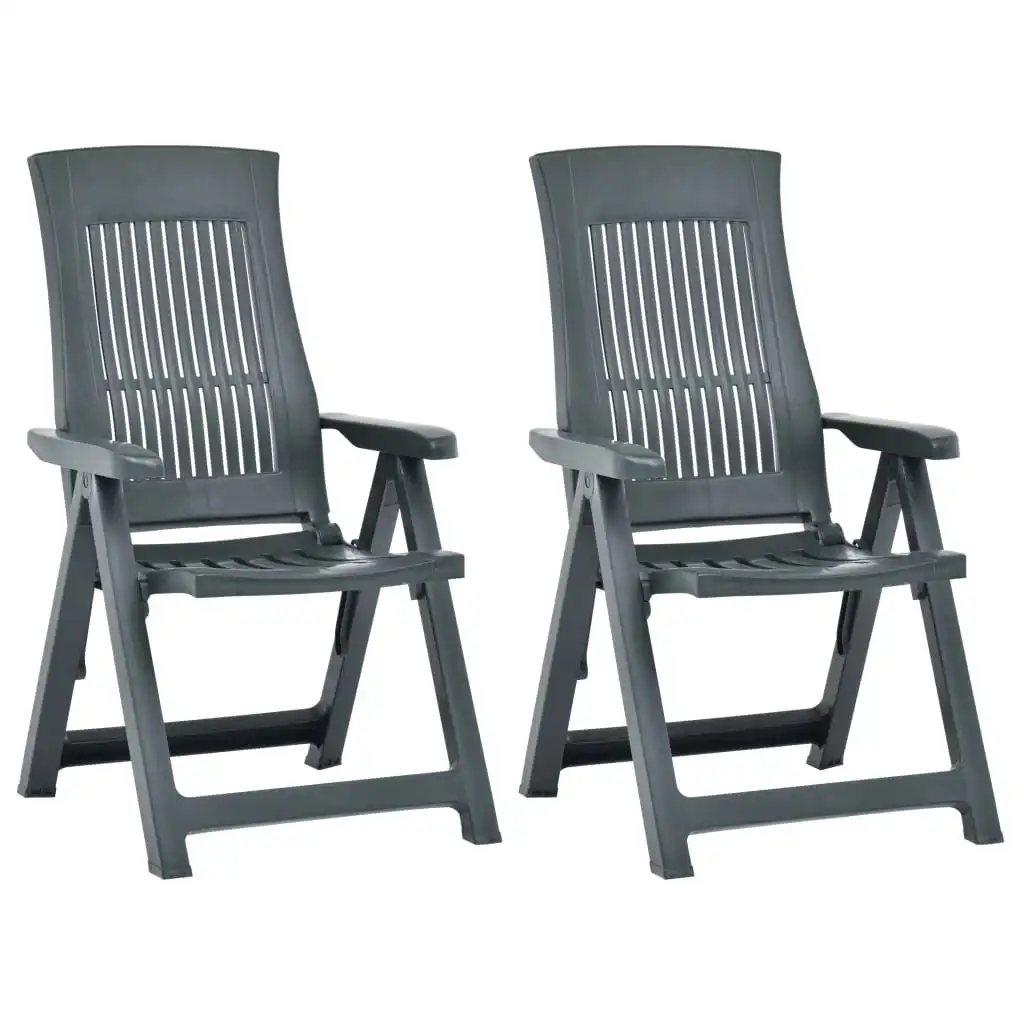 

Garden Reclining Chair of 2, Plastic Outdoor Seat Chair, Patio Furniture Green 58 x 62 x 108 cm