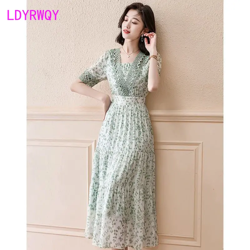 

French floral chiffon dress women's summer summer 2023 new temperament improved cheongsam