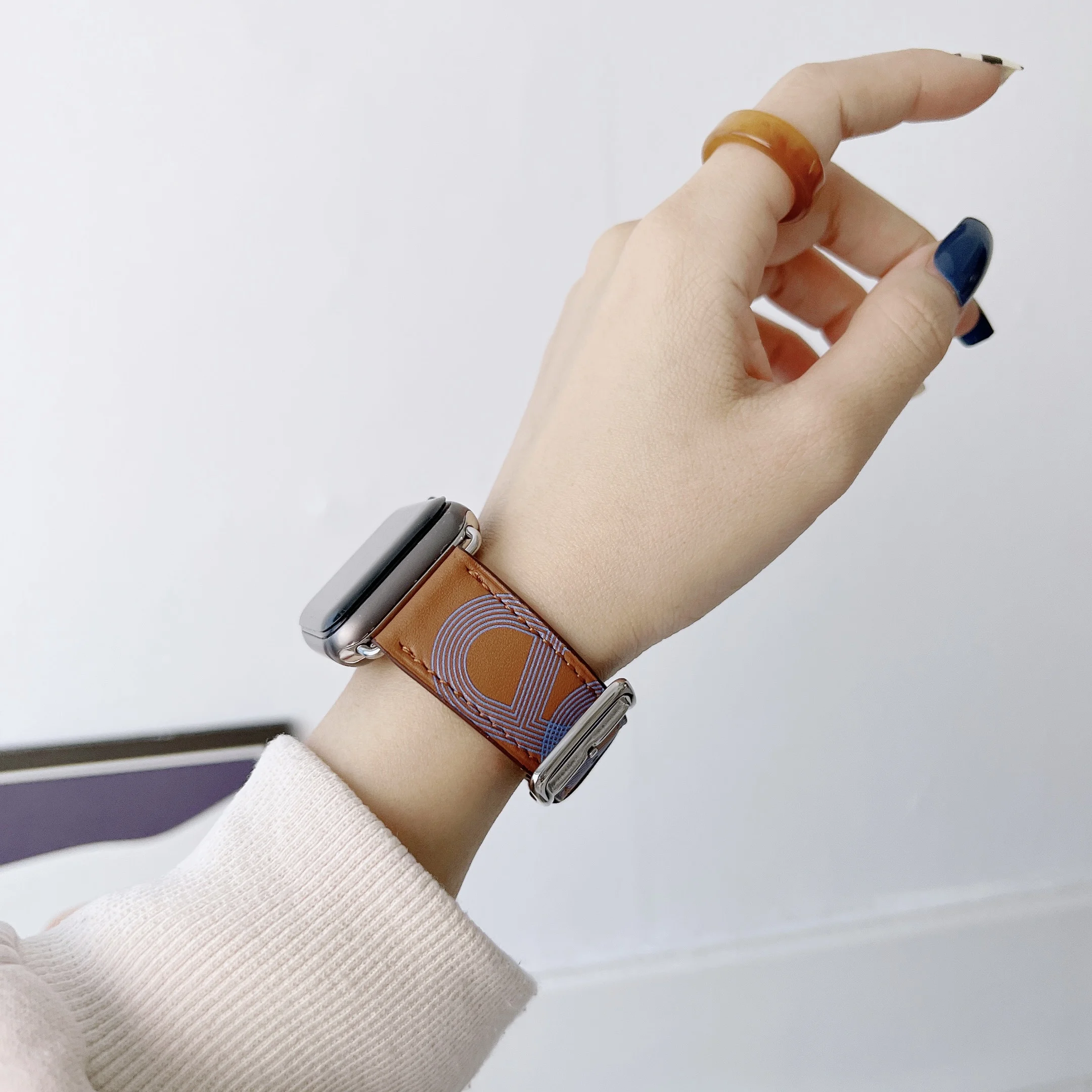 Leather strap For Apple Watch 45mm 41mm 44mm 42mm 40mm 38mm Race Track Bracelet Wristband For iWatch UItra 8 7 6 5 4 3 SE Correa