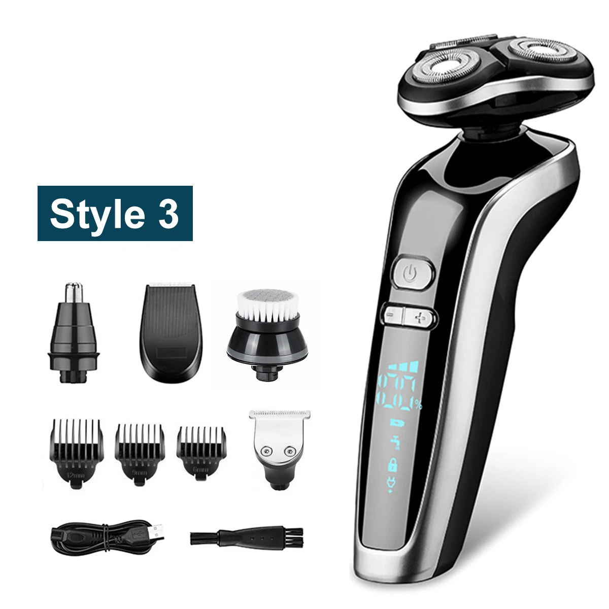 Aparador de Barba dos Homens à Prova Máquina de Barbear 5 em 1 Recarregável Água Cabeça Seco Molhado Display Digital Barbeador Barbear Lavável Usb D4d 4d