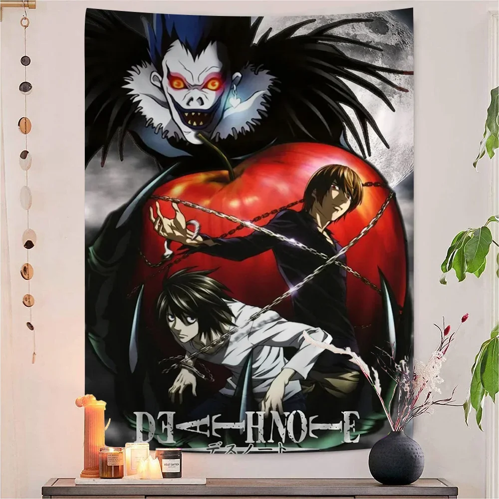 Death Note DN L Аниме Гобелен Настенный В Стиле Хиппи Цветочный Декор Для Общежития