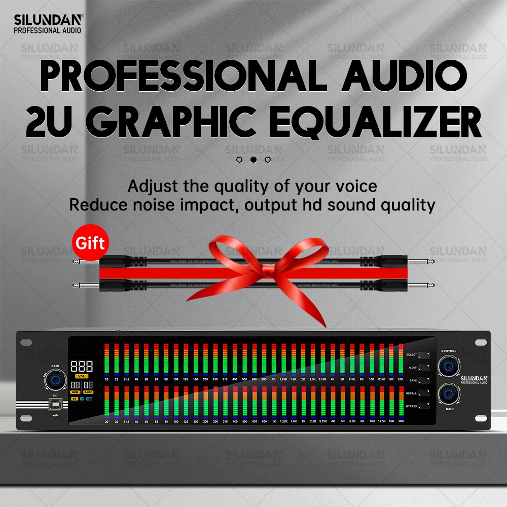 

Professional DJ System New Graphic Equalizer 2U Dual 31 Bands Audio Digital Effect DSP Processor Stage Home Karaoke With Squelch