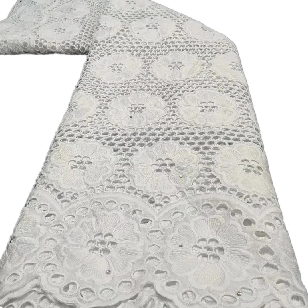 

Nice Looking Embroidered Swiss Voile Lace Fabric High Class 100% Cotton African Mesh Lace Fabric for Party/Wedding Dress ETYC16