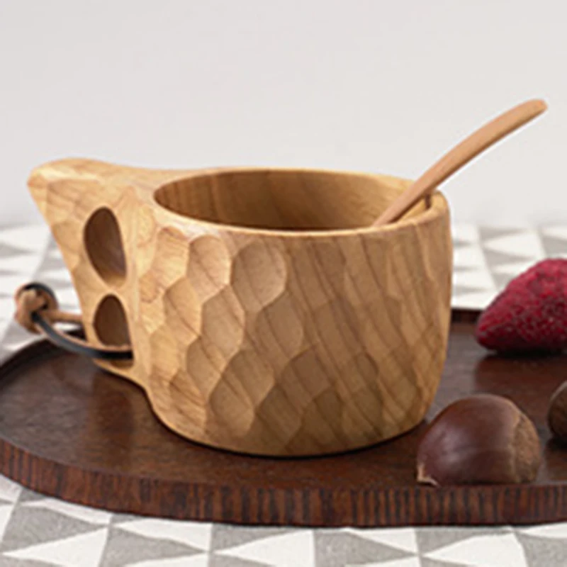 

High Quality Of Jujube Wood Scandinavia Wooden Cup Kuksa Kasa Curly Water Cup Juice Milk Tea Coffee Drinking Cup Kitchen Tools