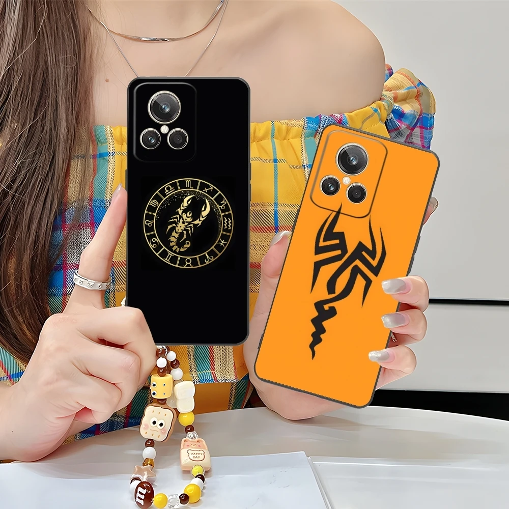 Цветной чехол для мобильного телефона Golden Scorpio Realme GT 2 9i 8i 7i Pro X50 X2 C35 C21 C20 C11 C3 Черный