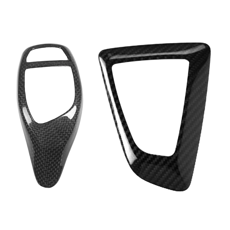 

2Pcs Real Carbon Fiber Gear Shift Knob Trim Cover Stickers Panel Frame for-BMW F10 F20 F30 F32 F36 F12 X5 F15 X6