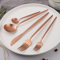 dinnerware rose gold 20pcs matte stainless steels kitchen cutlery forks knives spoons set tableware set flatware dropshipping