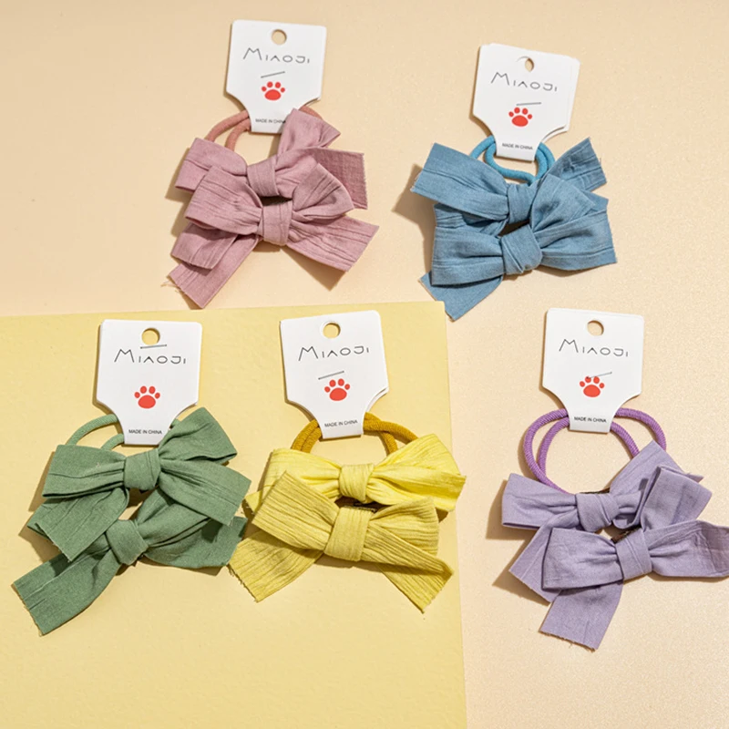 

Small Size Bows Baby Girl Hair Ring Pure Color All-match Elastic Thin Head Bands Handmade Baby Hair Accessories Wholesale