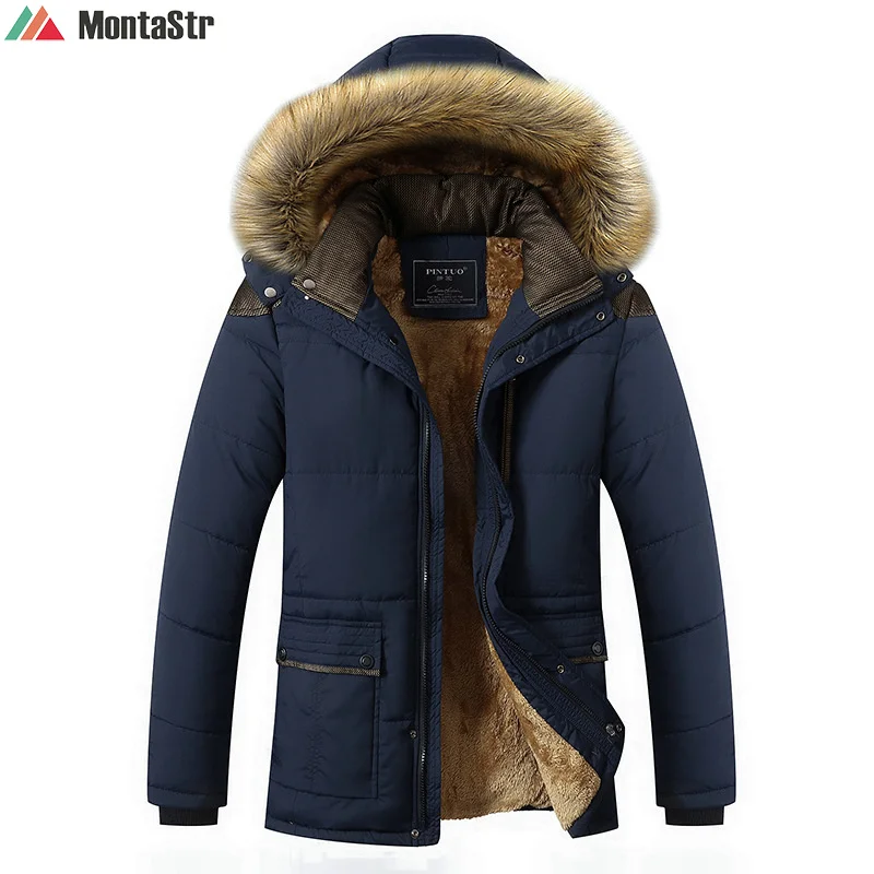 

Толстая теплая зимняя парка для мужчин, мужская зимняя куртка с капюшоном, мужские куртки-карго в стиле милитари, Мужская Флисовая теплая ку...