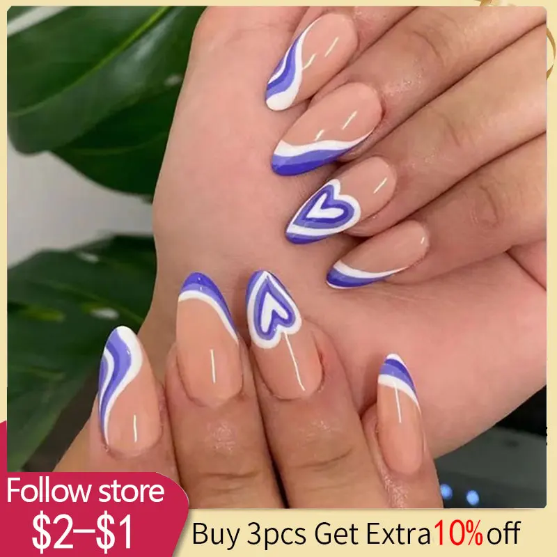 

24pcs False Nail Press On With Glue Full Coverage Nail Patch Nail Manicure Patch French Wear Nail DIY French Wearable Nails