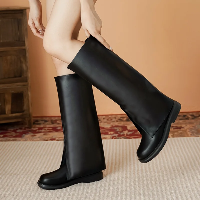 

Large Size Women's Long Boots 2023 New Winter Slim All Tall But Knee Square Flat Knight Boots