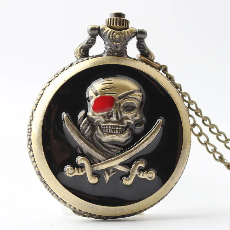 

Vintage Charm Pirates Of The Caribbean Necklace Jack Sparrow's Skull Pocket Watch Pendant Necklace Jewelry For Men Women Gifts
