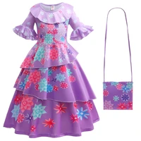 2022 new girl costume princess dress cosplay layered purple dress european and american shredded milk fabric children clothes