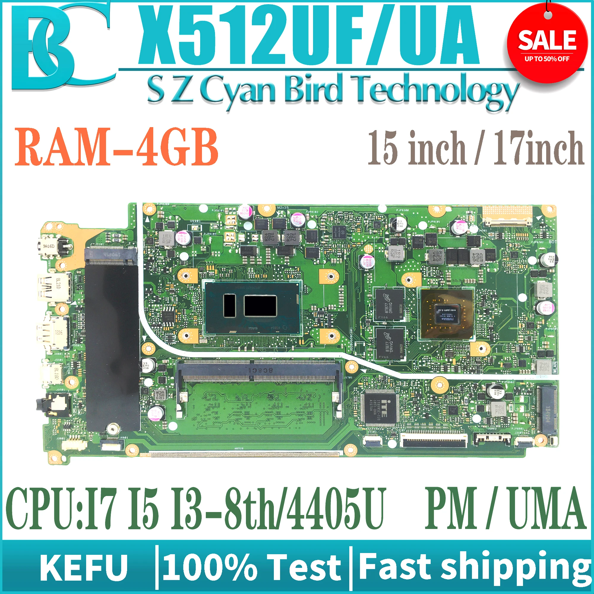 

X512UF Motherboard X712UA D712U M712U Y5100U V5000UA X512UA F512U A512U X512UB Laptop Mainboard 4417U I3 I5 I7 CPU 920MX-2G/UAM