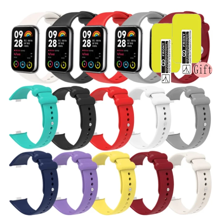 

Silicone Strap for Mi Band 8 pro Smart Watch Accessories TPU Bracelect Wristband for Xiaomi Band 8 pro Screen Protector Film