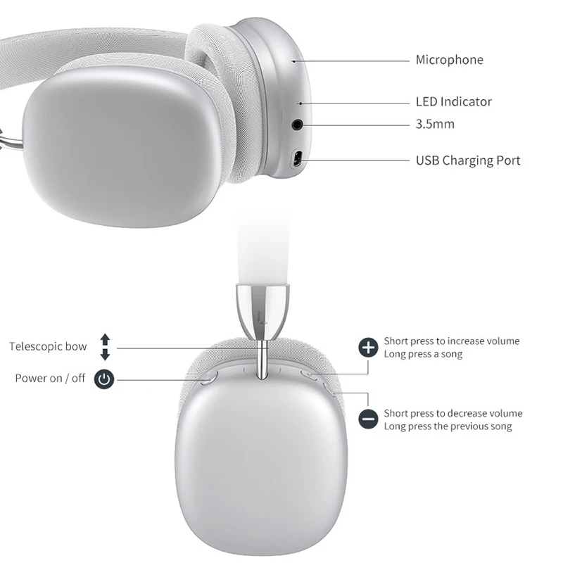 Беспроводные Bluetooth-наушники для смартфона складные наушники с микрофоном Hi-Fi
