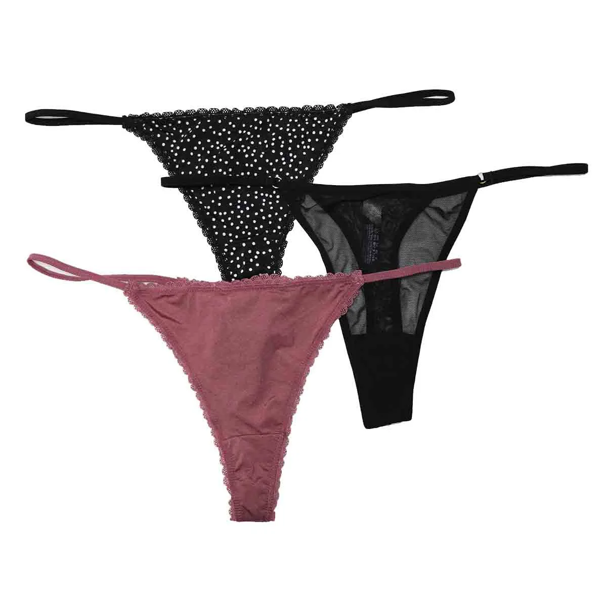 3 шт. женские прозрачные сетчатые трусики-стринги