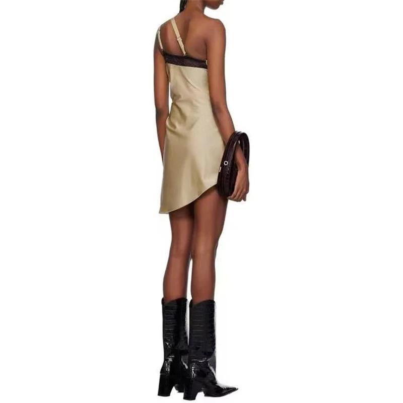 Женское кружевное платье с лямкой на шее Повседневная трапециевидная мини-юбка