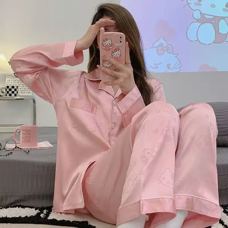 1 Pajamas Women's Spring and Autumn Ice Silk Long Sleeves Luxury Large Size Real Silk Home Fur Small Fragrant Wind