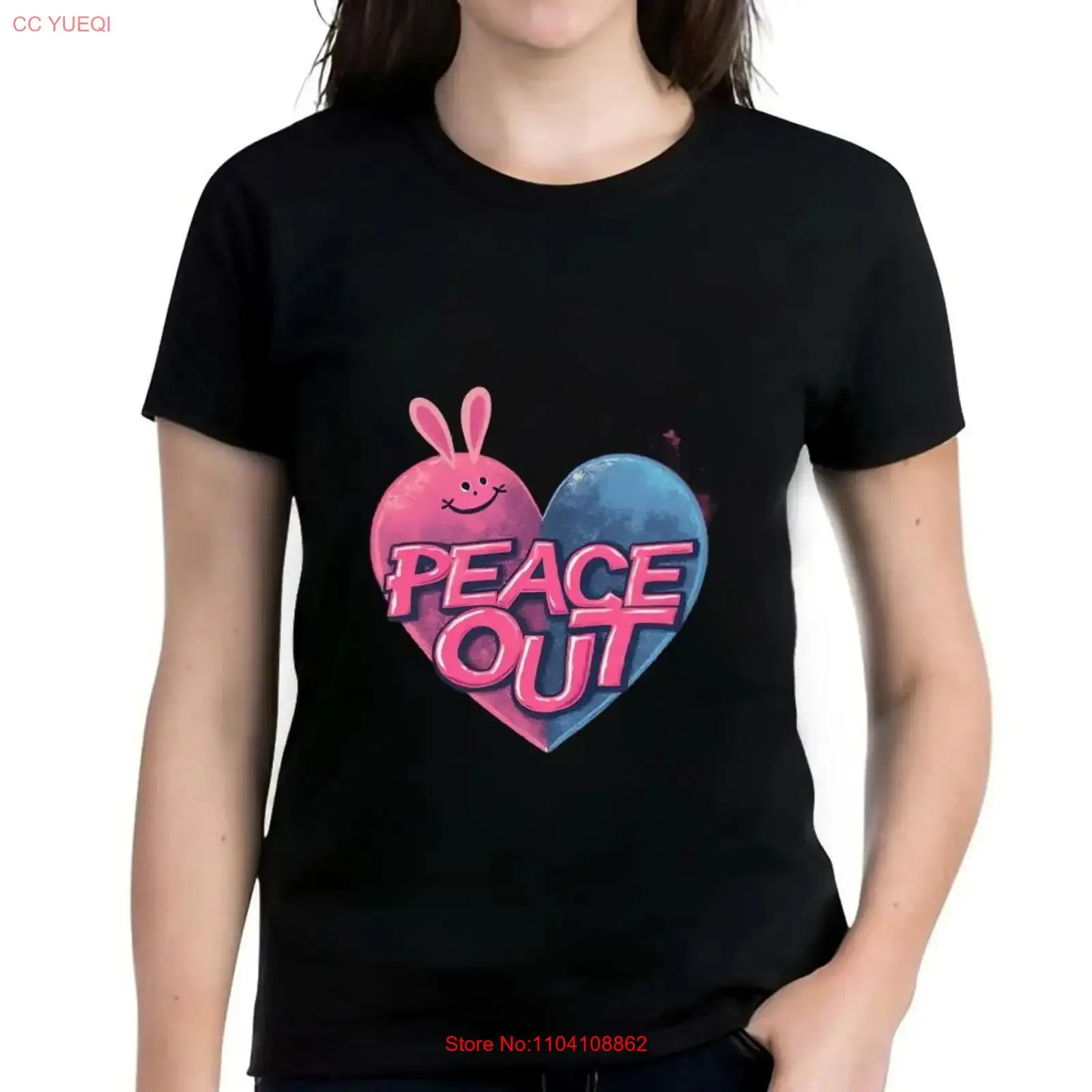 Фото Цветная хлопковая футболка с дизайном PEACE OUT, винтажная, мягкая, дышащая, дизайнерская одежда для мужчин, унисекс, с графическим принтом, универсальная. №1