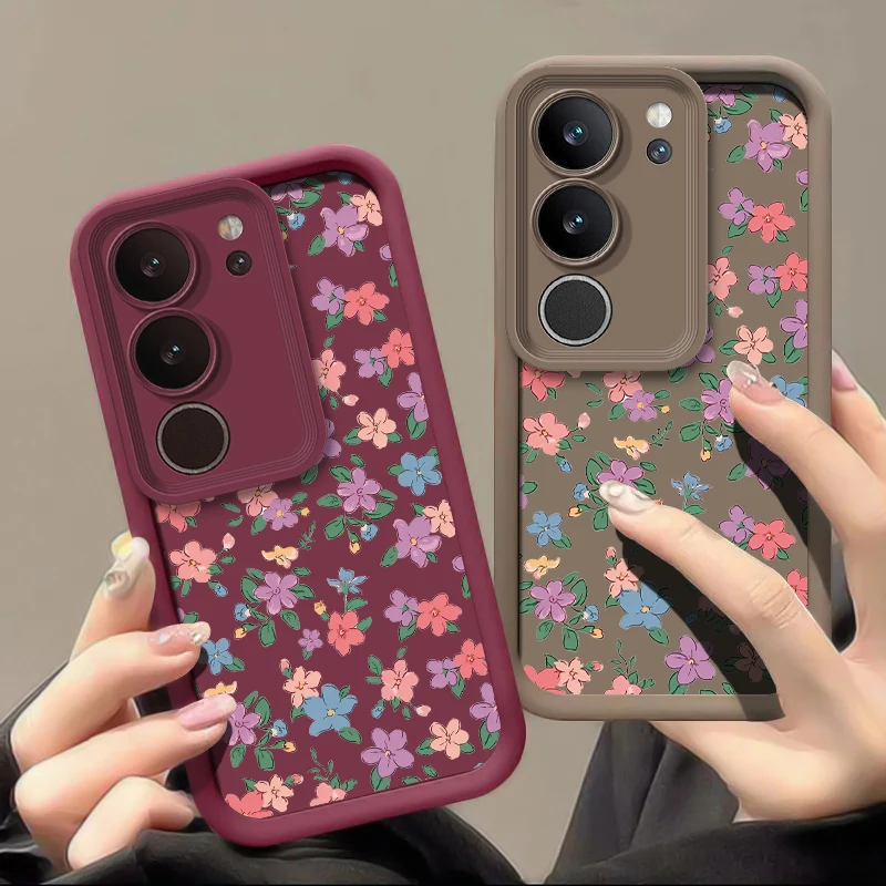 New Fashion Flowers Pattern Case For Vivo S17 S16E S15 S12 S1 Pro Shockproof Silicone Camera Lens Protection Soft Phone Cover
