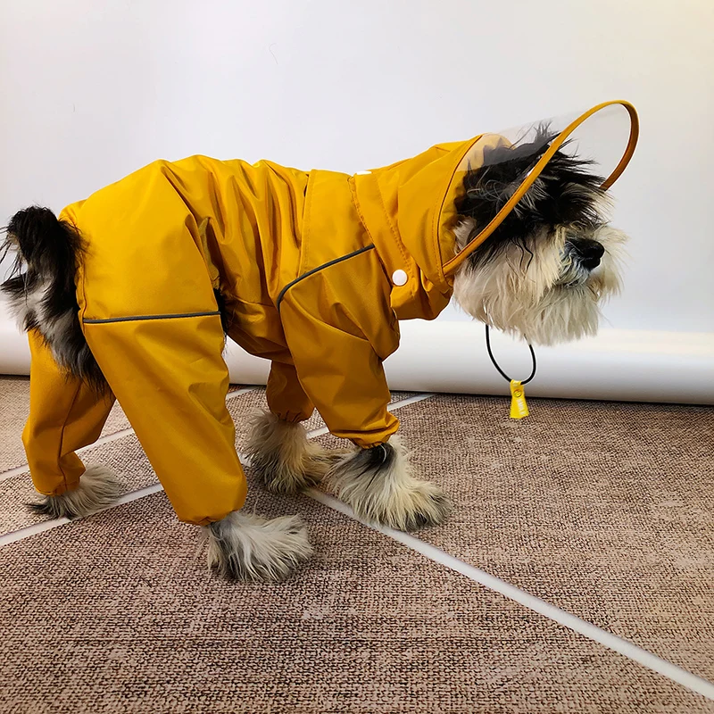 

High-quality Dog Raincoat Zipper Four-legged All-inclusive Rain Poncho Jacket Waterproof Small and Medium Dog Teddy Schnauzer