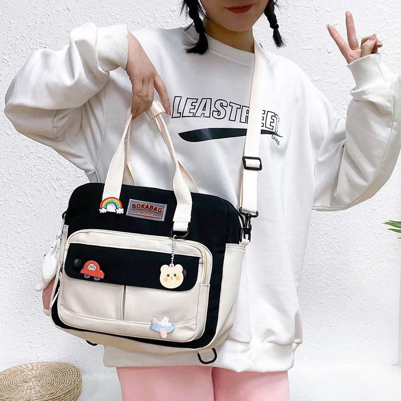 

Large capacity nylon girl school bag children bag beautiful woman handbag high school student tutorial shoulder bags