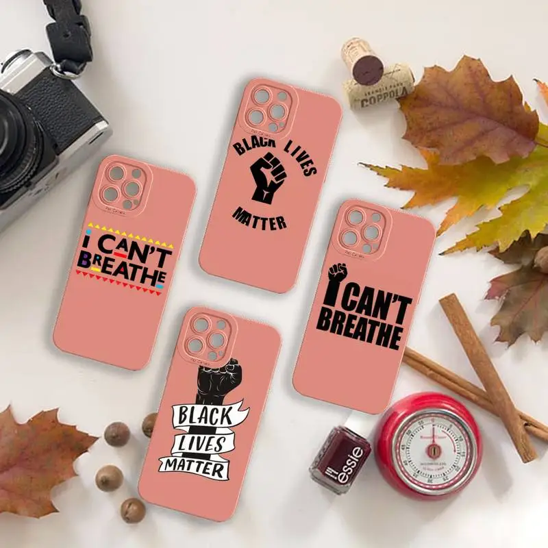 

I Can't Breathe Black Lives Matter Phone Case For iPhone 13 12 11 Pro MAX Mini X XS XR 7 8 Plus Camera Lens Liquid Silicone