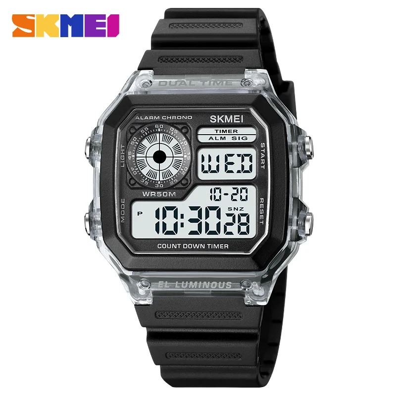 

SKMEI Watch for Man Luxury Chronograph Countdown Digital Watches Led Light 2Time Date Outdoor Waterproof Sports Wristwatch