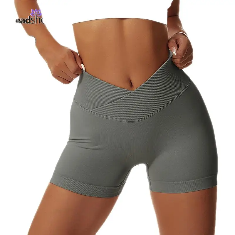 

Пользовательские Летние повседневные Простые Женские шорты для спортзала, бега, эластичные женские велосипеды с высокой талией, шорты для ...