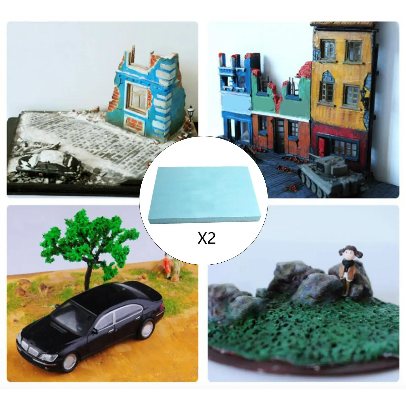 

2 Pieces Foam Rectangle Blocks 60Cmx40Cmx2cm Sculpting Sheets DIY Model Material Diorama Base for Hobby Arts Crafts Accessory