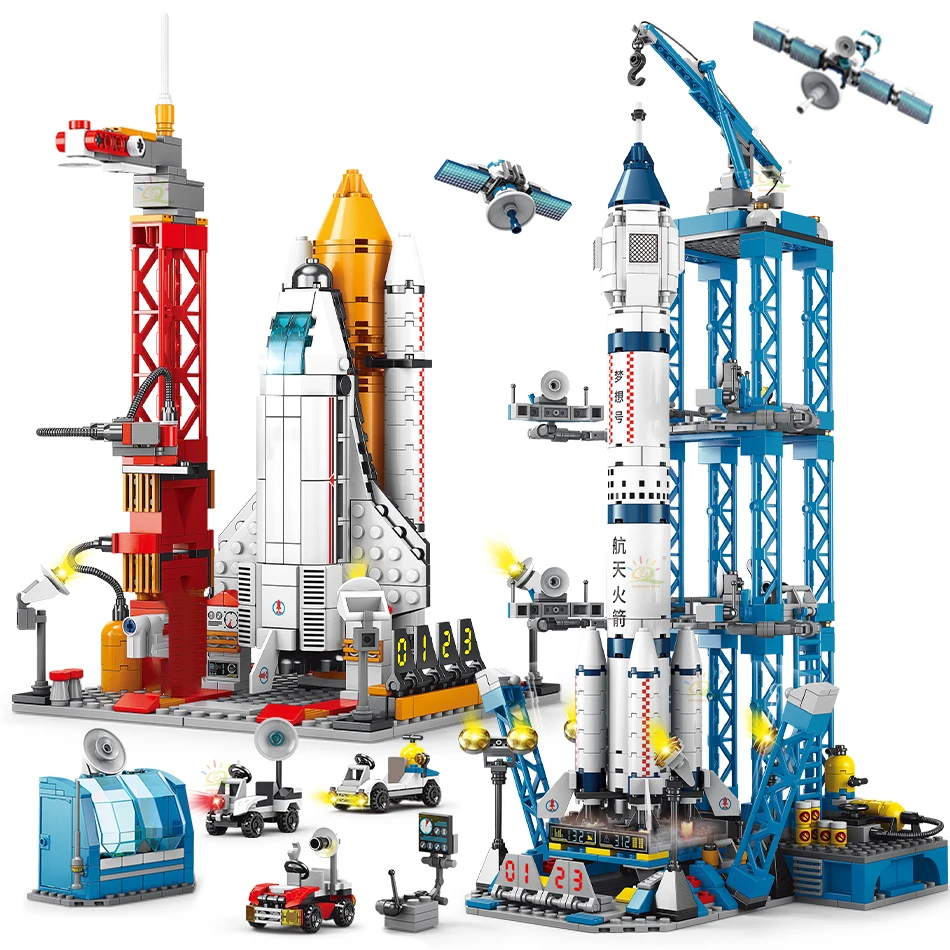 

Airplanes And Rockets Aerospace Aviation Glowing Moon Space Station Compatible With Lego Ship Brick Toys Children Christmas Gif