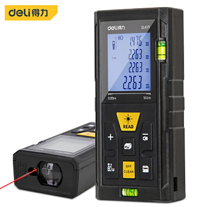 DELI 4171 Handheld Laser Rangefinder High Precision Electronic Ruler Infrared Room Measuring Instrument 100m