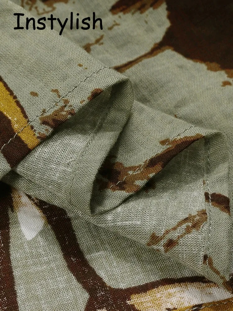 Винтажное платье-макси с цветочным принтом коротким рукавом и круглым вырезом -