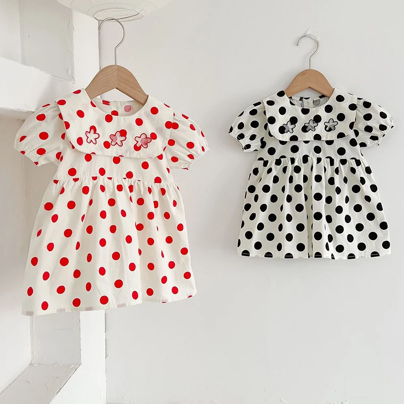 

Summer Infant Baby Girls Jumpsuit Dot Printing Cotton Short Sleeve Toddler Baby Girl Dress Romper 0-3Yrs Baby Girls Clothes