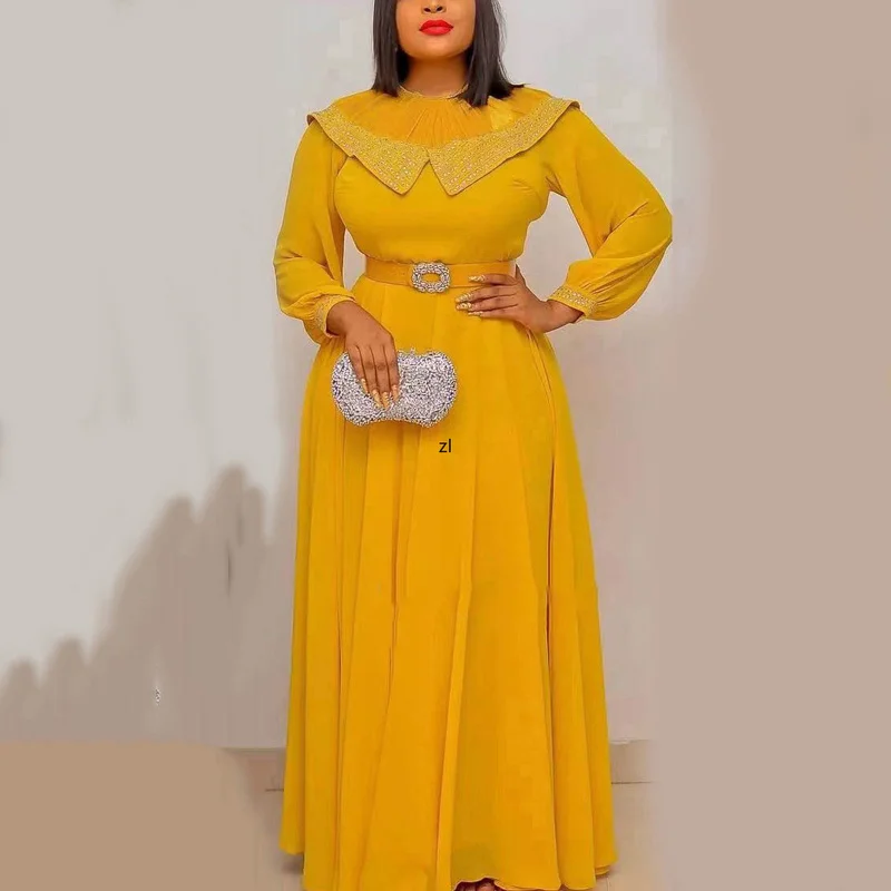 2022 Ramadan Eid Abaya Dubai Muslim Summer Chiffon Party Maxi Dress African Dresses For Women Kaftan Arabic Turkey Islam Clothes