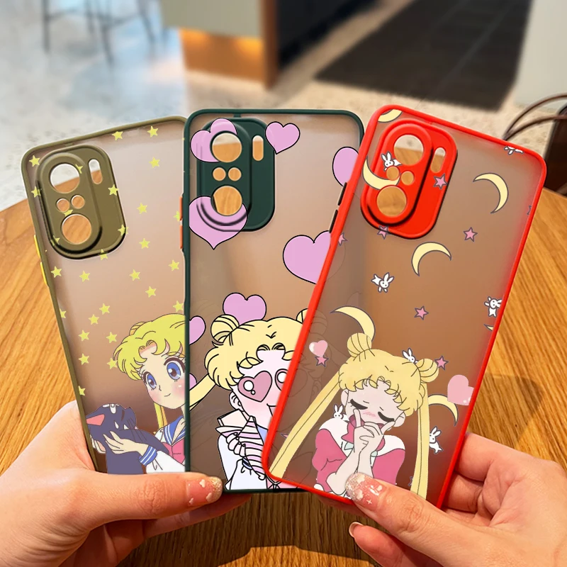 

Cute Sailor Moon Girl For Xiaomi Redmi 10 9 9A 9C 9AT 8 8A 7 7A 6 6A 5 Plus 4X 2022 Frosted Translucent Hard Phone Case Fundas