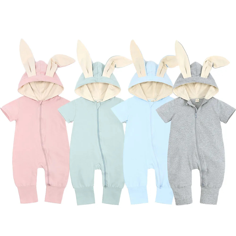 Детский комбинезон с коротким рукавом мультяшный кролик для новорожденных