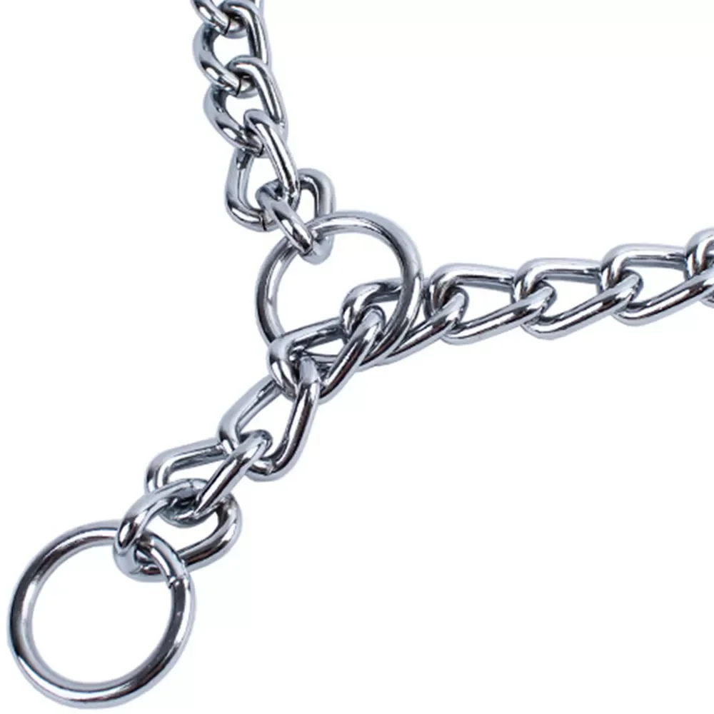 

Chrome Stainless Iron Dog Collar Traction Rope Lead Leash P Chain Necklace Adjustable No Choke Collars for Dogs Pet Supplies