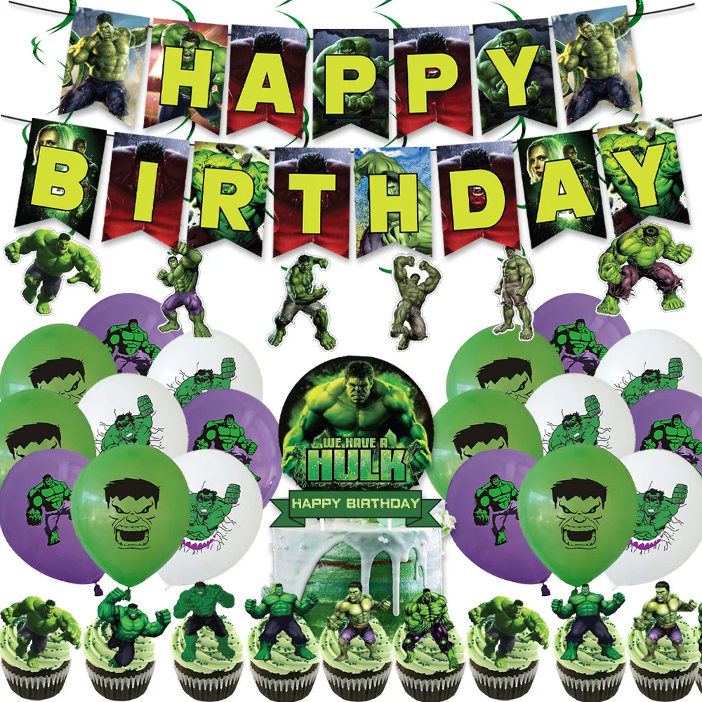 Superhero Hulk Theme Party Decoration Balloons Banner Spiral Cake Topper Baby Shower For Kids Birthday Party Supplies Toys Gifts