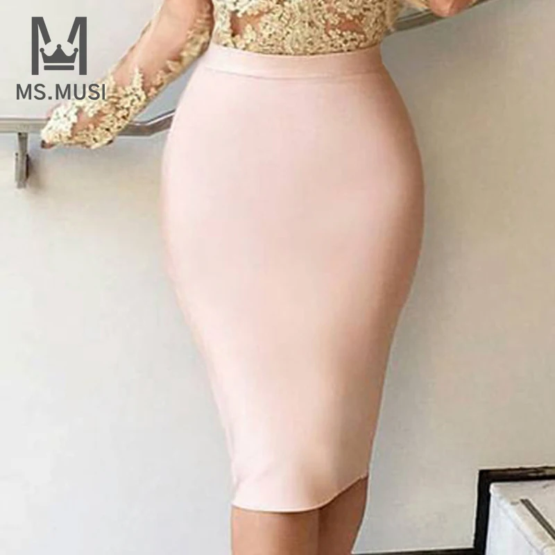 

MSMUSI 2022 Высококачественная женская новая юбка-карандаш из вискозы элегантная юбка-карандаш знаменитости Сексуальная Клубная одежда для вечеринки винтажные платья