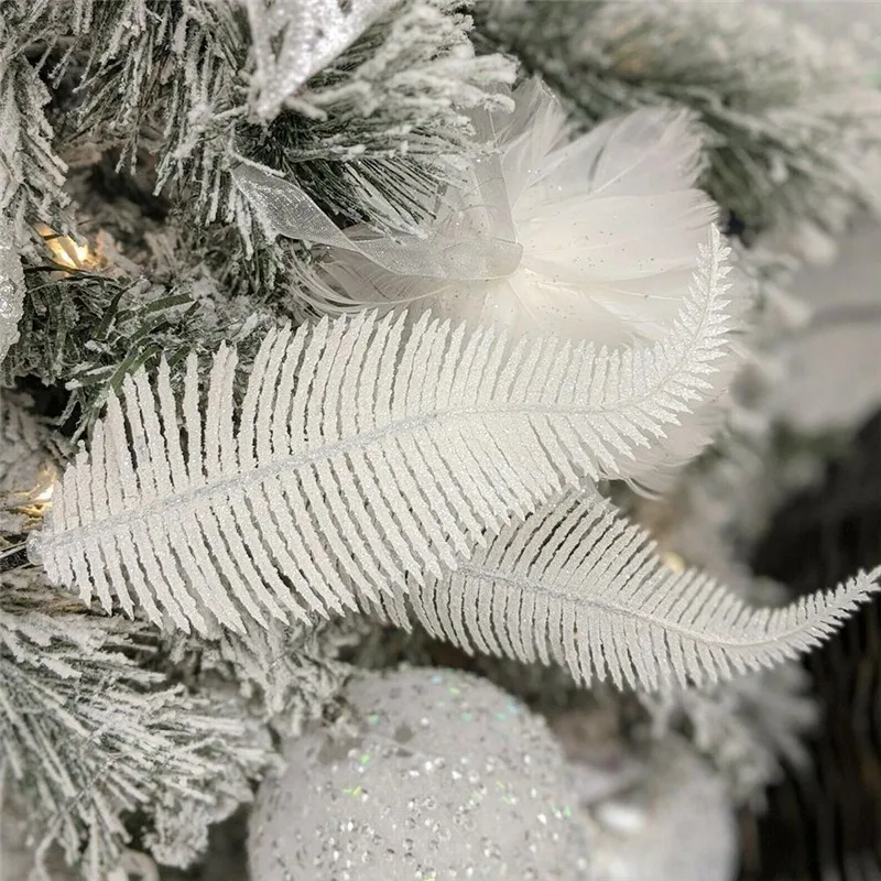 

5 Pcs Christmas Tree Decoration Clip With Feather Glittering Bauble Decoration 23 cm Feather Decoration Holiday Dressing Tool